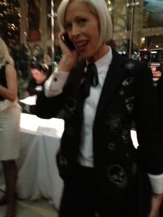 Linda Fargo, head buyer at Bergdorf Goodman, wore black and white….with rhinestone skulls