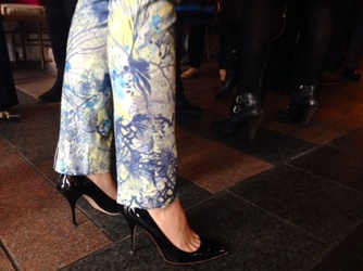 Stilettos and spring-ish pants. In an indoor, climate controlled environment, fashion choices flourish