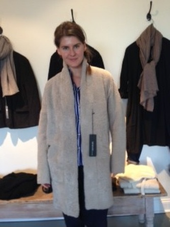 A reversible shearling coat by Sprung Freres is extremely simple, extremely luxurious feeling and extremely comfy–Tiina’s specialty